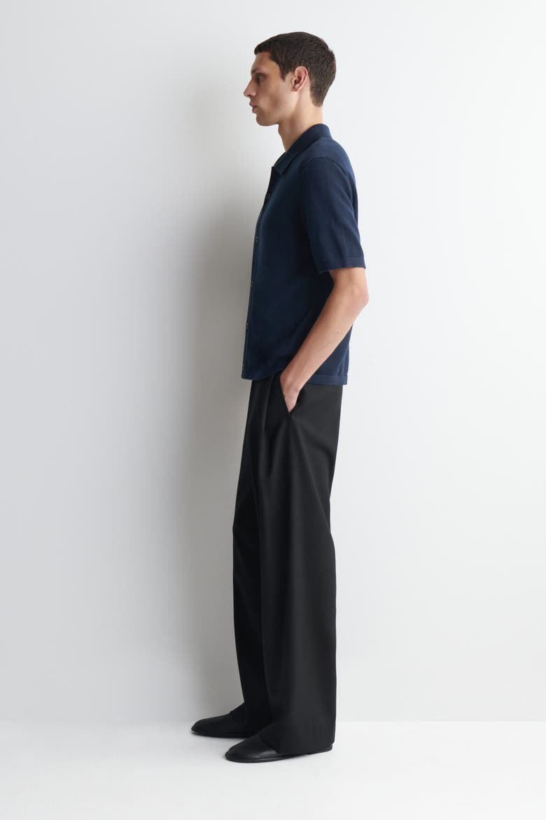 Knitted Cotton Shirt, Alternate, color, NAVY