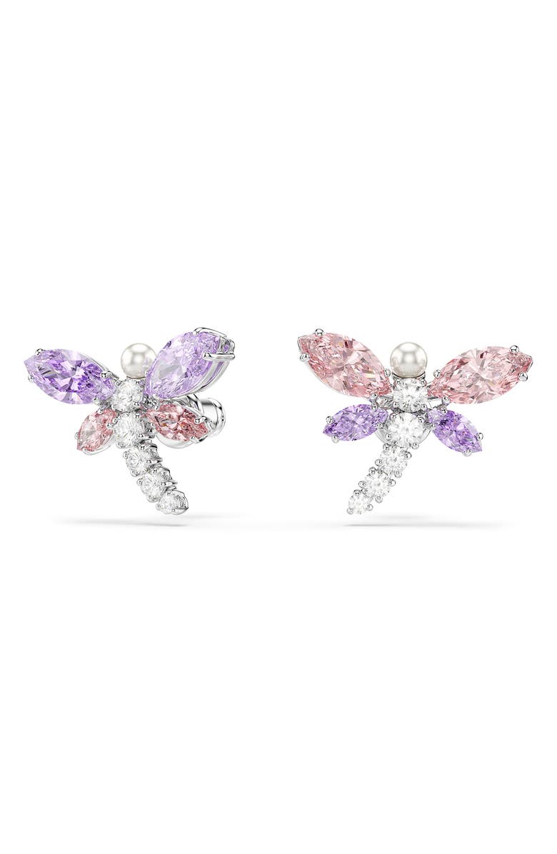 Swarovski x Ariana Grande Multicolor Crystal Stud Earrings, Alternate, color, Silver/ Multi