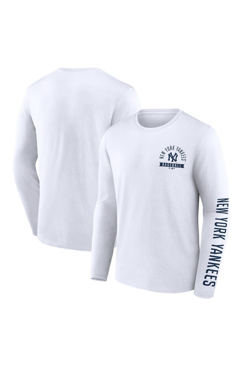 Men's Fanatics Branded White New York Yankees Pressbox Long Sleeve T-Shirt, Main, color, White