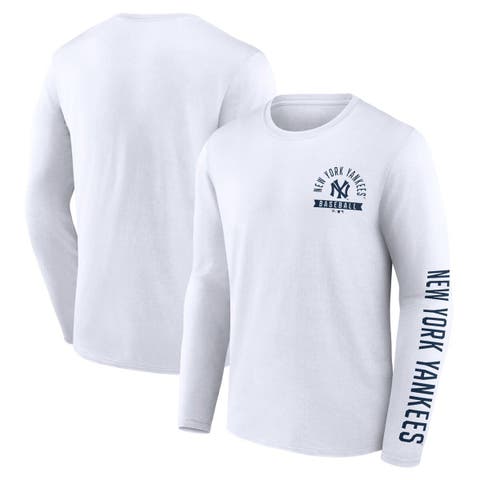 Men's Fanatics Branded White New York Yankees Pressbox Long Sleeve T-Shirt