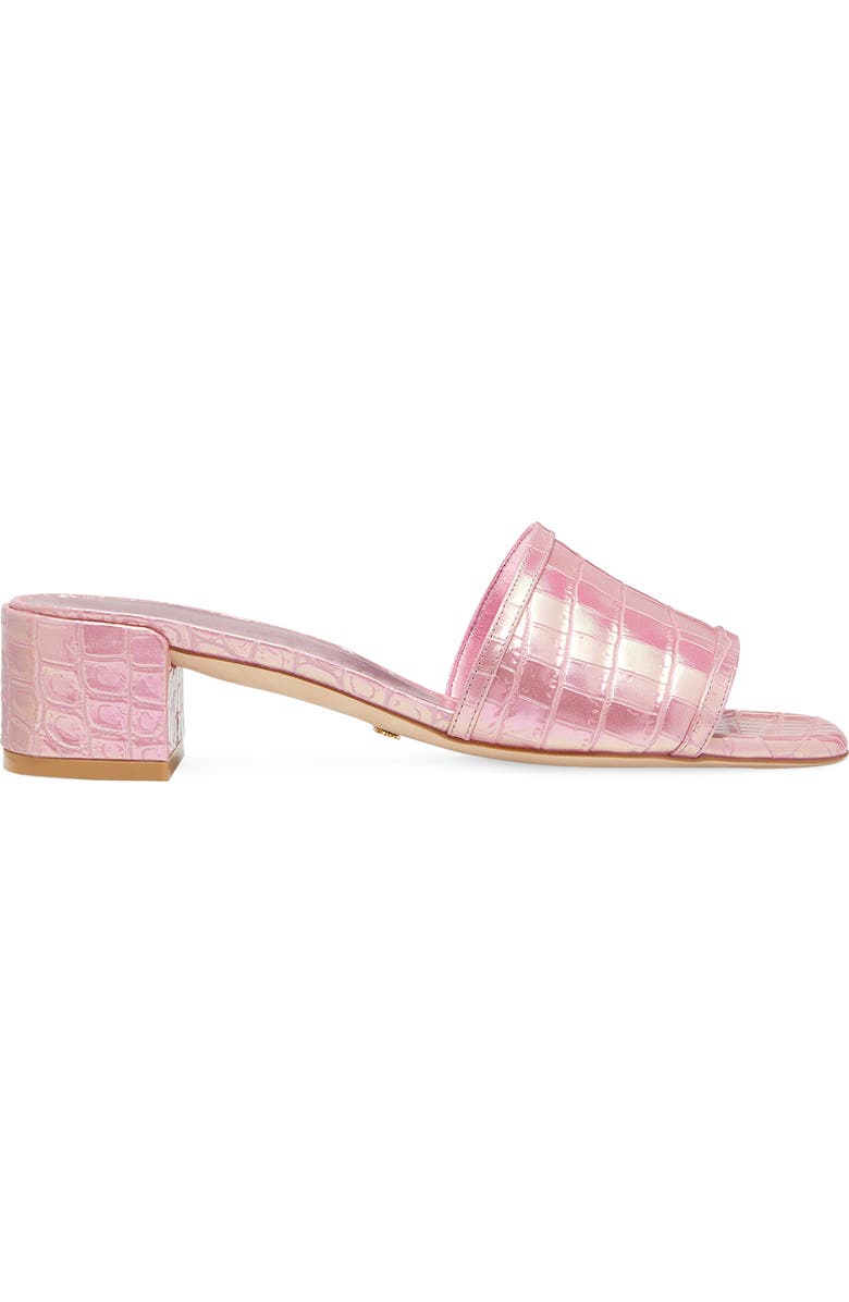 Stuart Weitzman Cayman Croc Embossed Block Heel Sandal, Alternate, color,