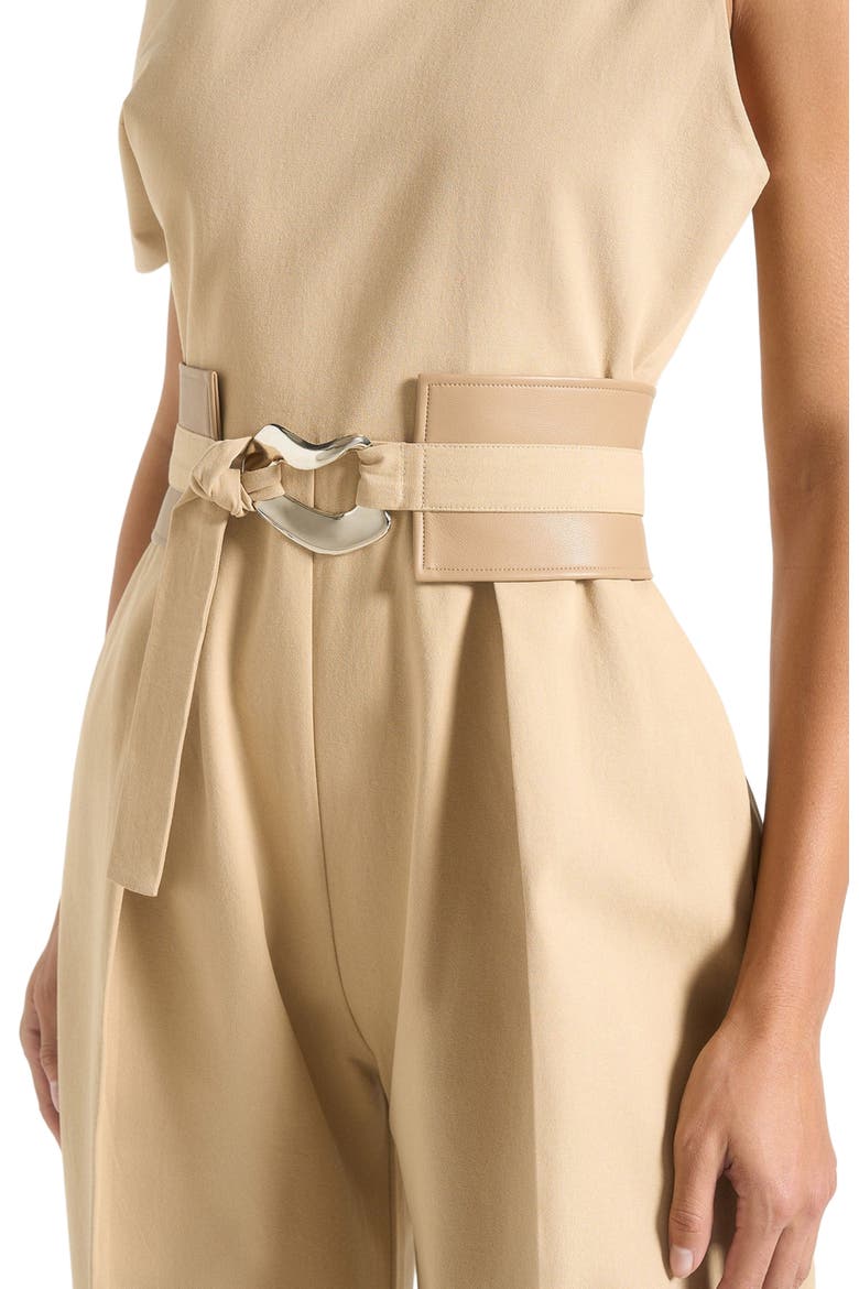 Valerie Tailored Off Shoulder Jumpsuit With Belt, Alternate, color, Beige