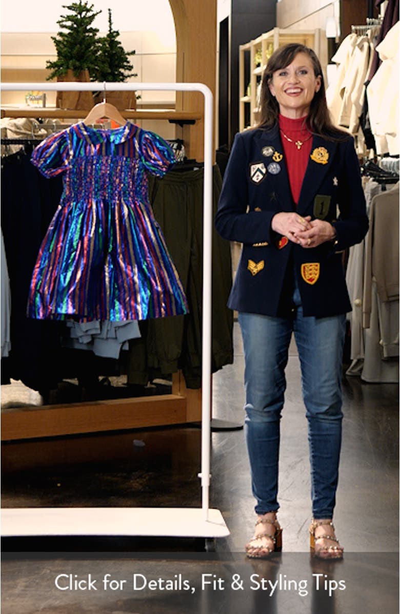 Kids' Stripe Metallic Party Dress, sales video thumbnail