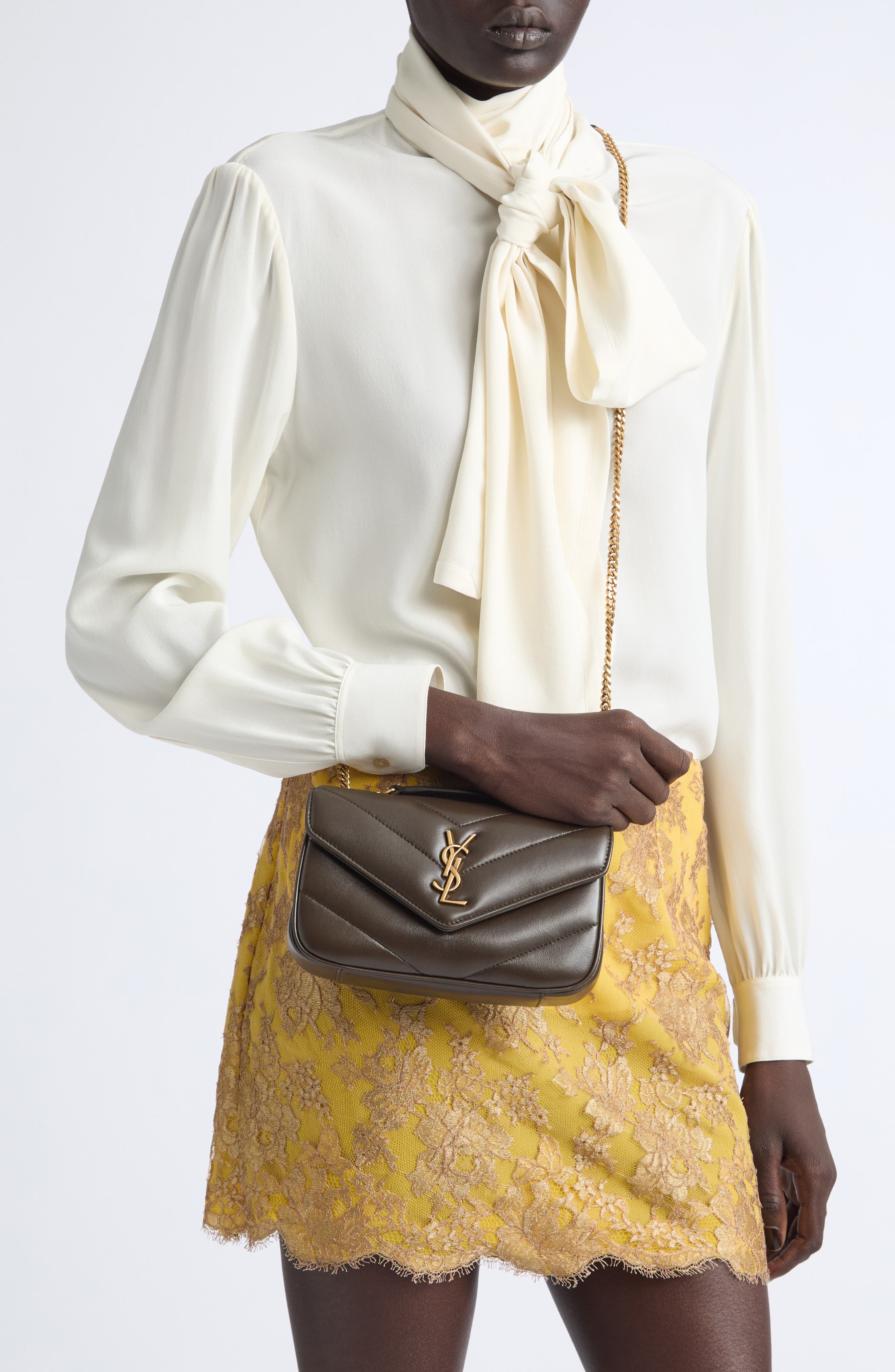 Mini Loulou Quilted Leather Shoulder Bag, Alternate, color, LIGHT MUSK