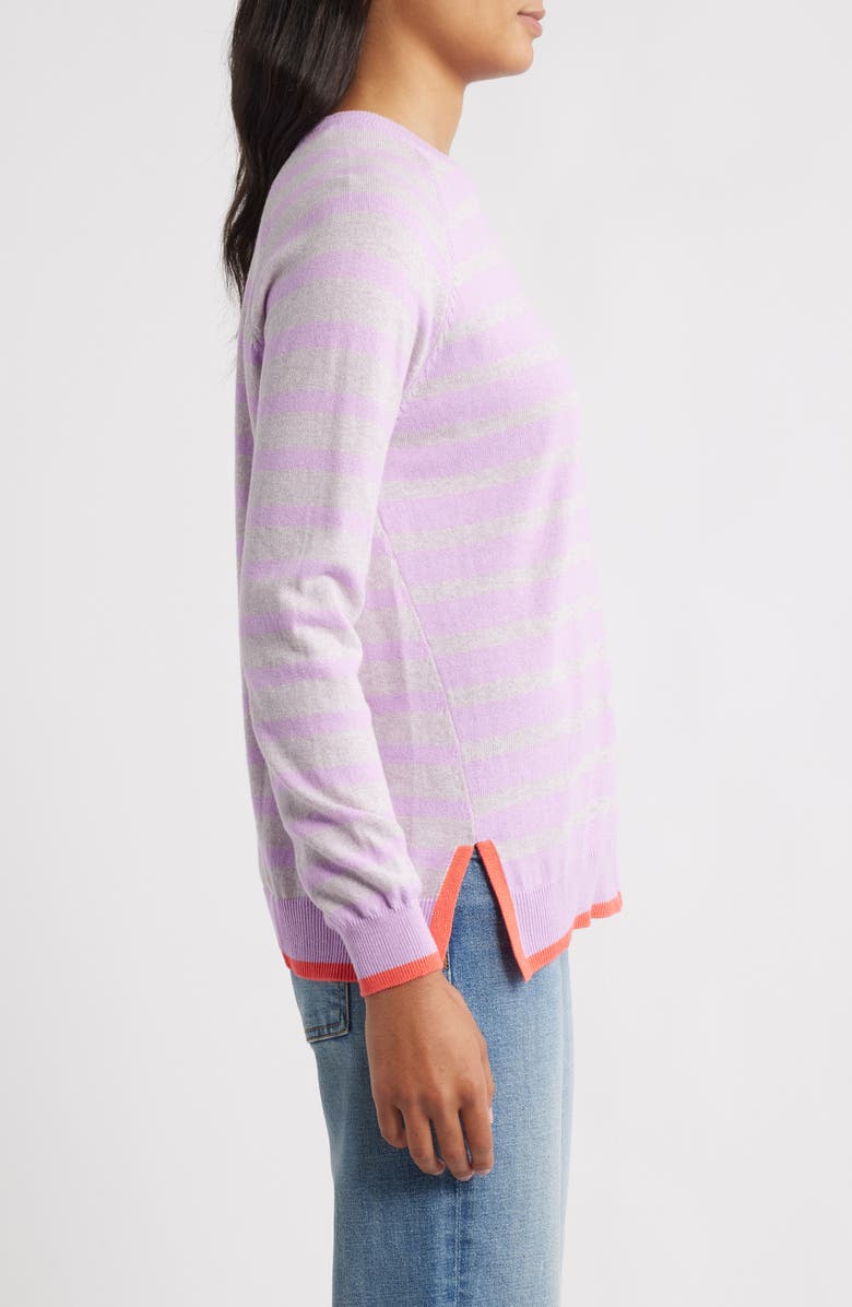 Hatley Olivia Stripe Tipped Sweater, Alternate, color, Pink