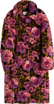 Dries Van Noten Rendas Floral Jacquard High Pile Fleece Coat