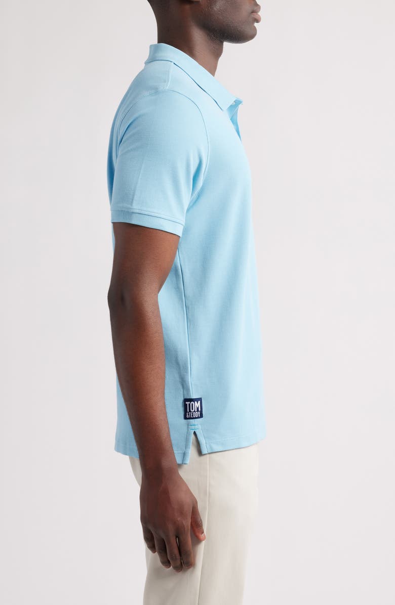 Tom & Teddy Solid Pima Cotton Piqué Polo, Alternate, color, Sky Blue