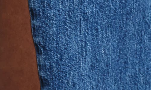 Twp Ramblin Man Faux Leather Detail Wide Leg Jeans In Blue