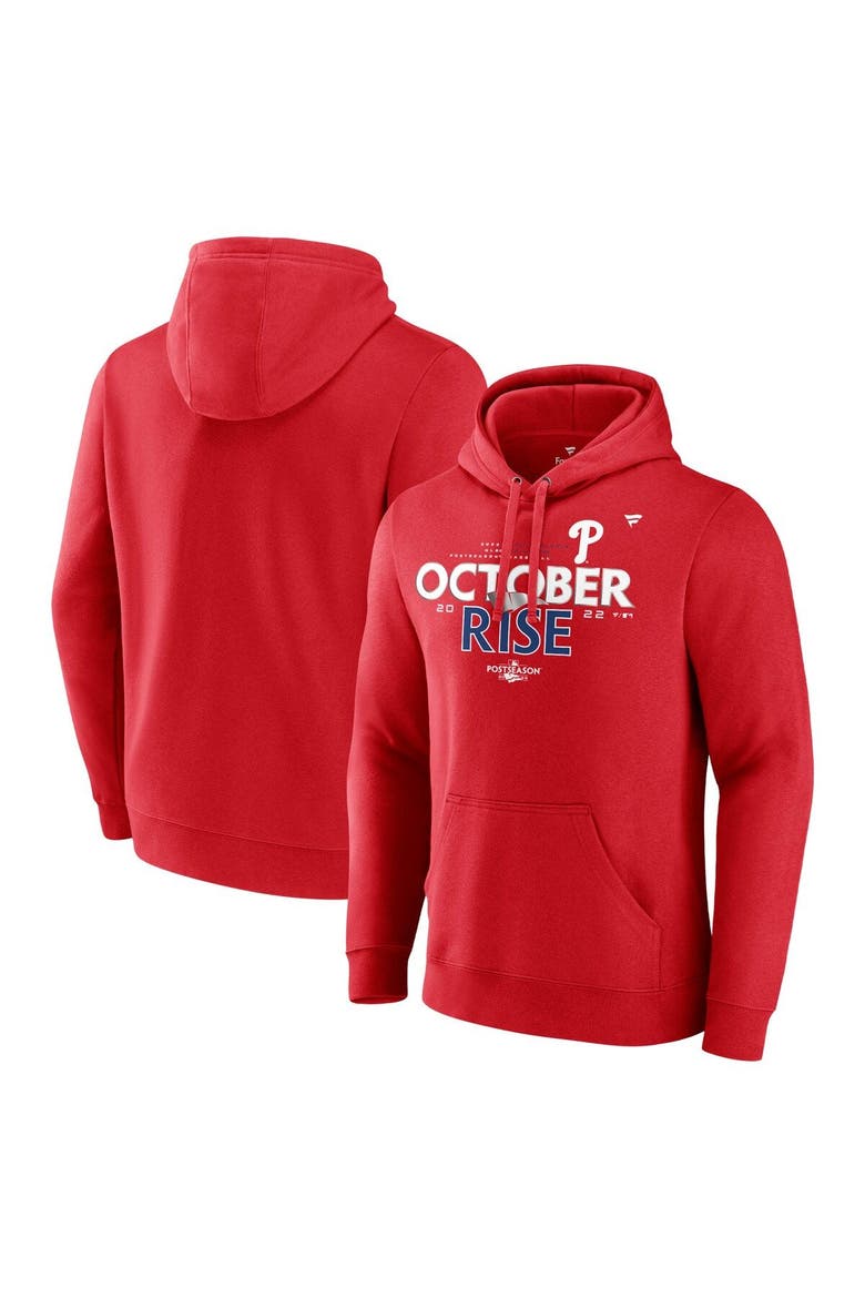 Men's Fanatics Branded Red Philadelphia Phillies 2022 Postseason Locker Room Pullover Hoodie, Main, color, Red
