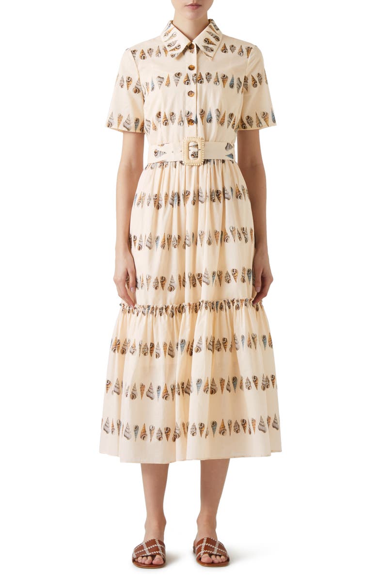 LK Bennett Bella Belted Cotton Voile Maxi Shirtdress, Main, color, 