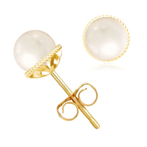 Donatello Gian Sterling Silver Shell Pearl Earrings In Gold