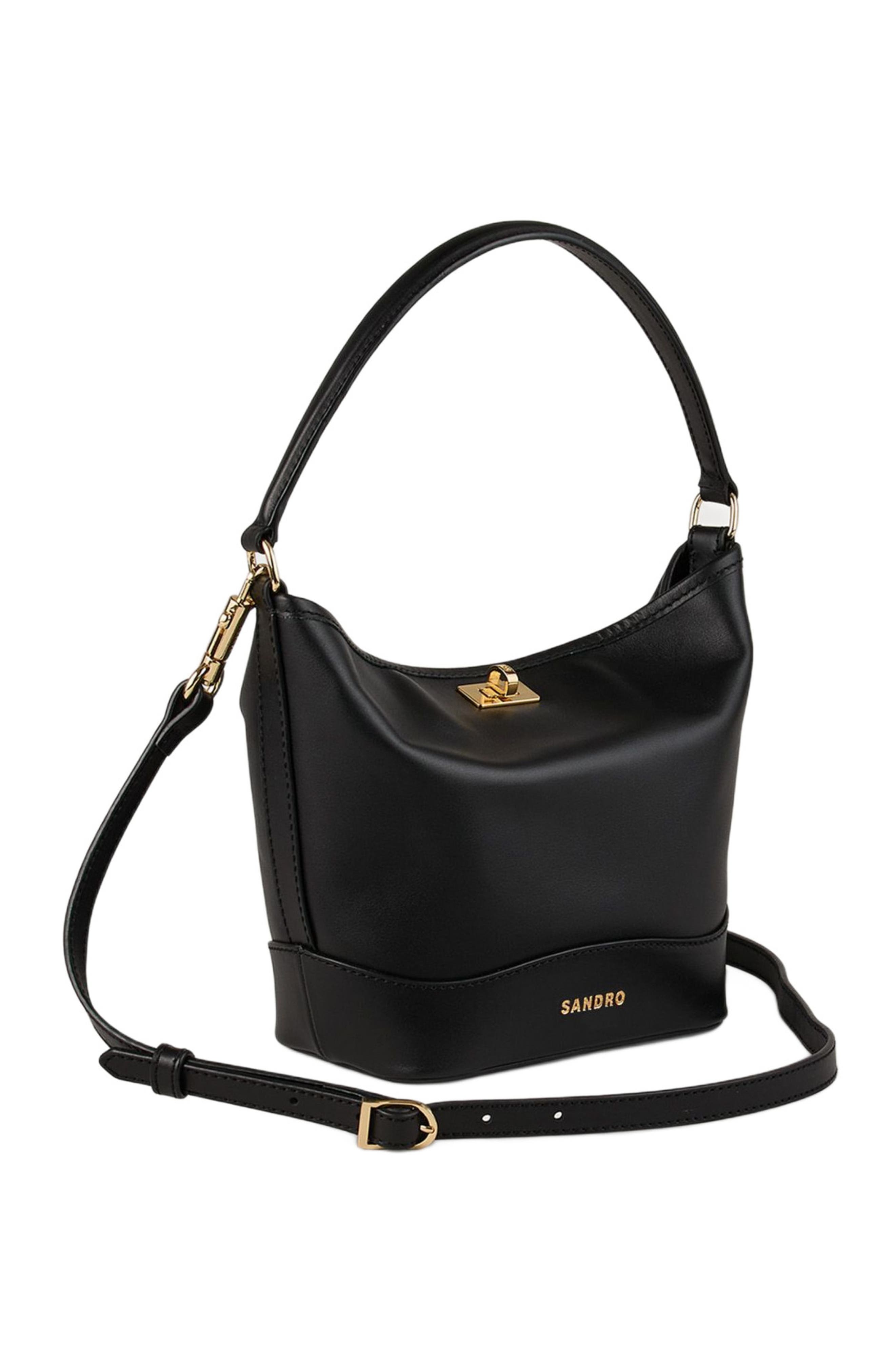 SANDRO Tangoso mini leather bag, Alternate, color, Black