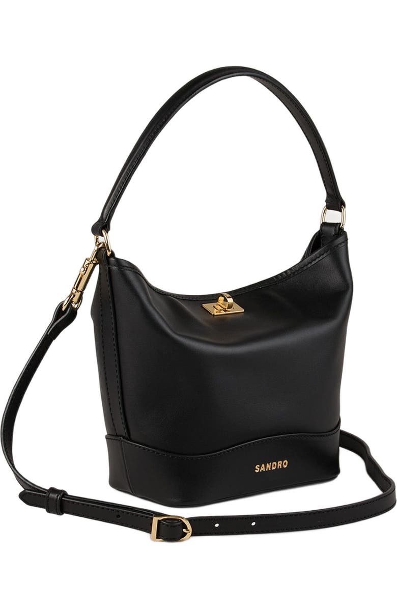 SANDRO Tangoso mini leather bag, Alternate, color, Black