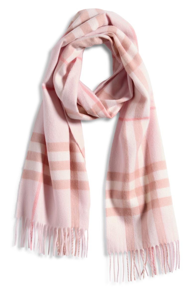 Giant Icon Check Cashmere Scarf, Alternate, color, QUARTZ PINK