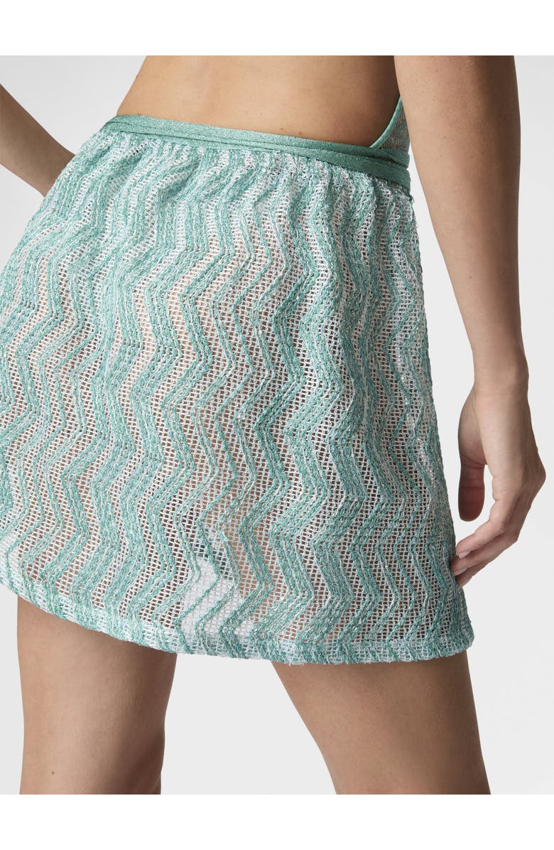 Missoni Zigzag Mesh Pareo Mini Skirt With Sequins, Alternate, color, Light Blue