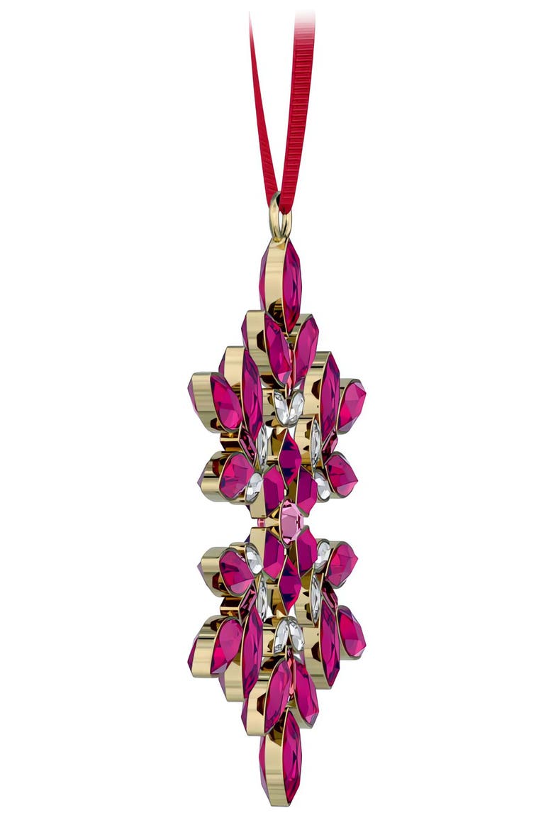 Gema Crystal Snowflake Holiday Ornament, Alternate, color, PINK