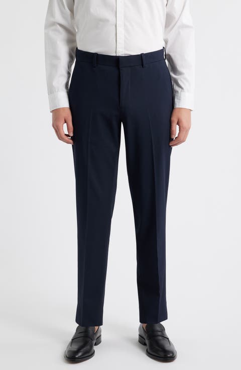Slim Fit Solid Flat Front Stretch Suit Pants