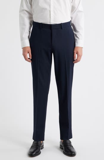 Open Edit Slim Fit Solid Flat Front Stretch Suit Pants In Blue