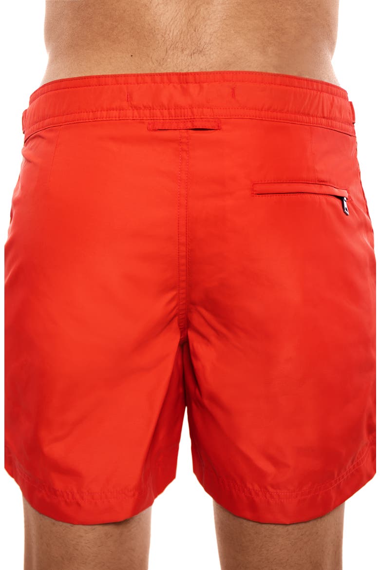 Elvio Tailored Solid Hybrid Swim Trunks, Alternate, color, RED