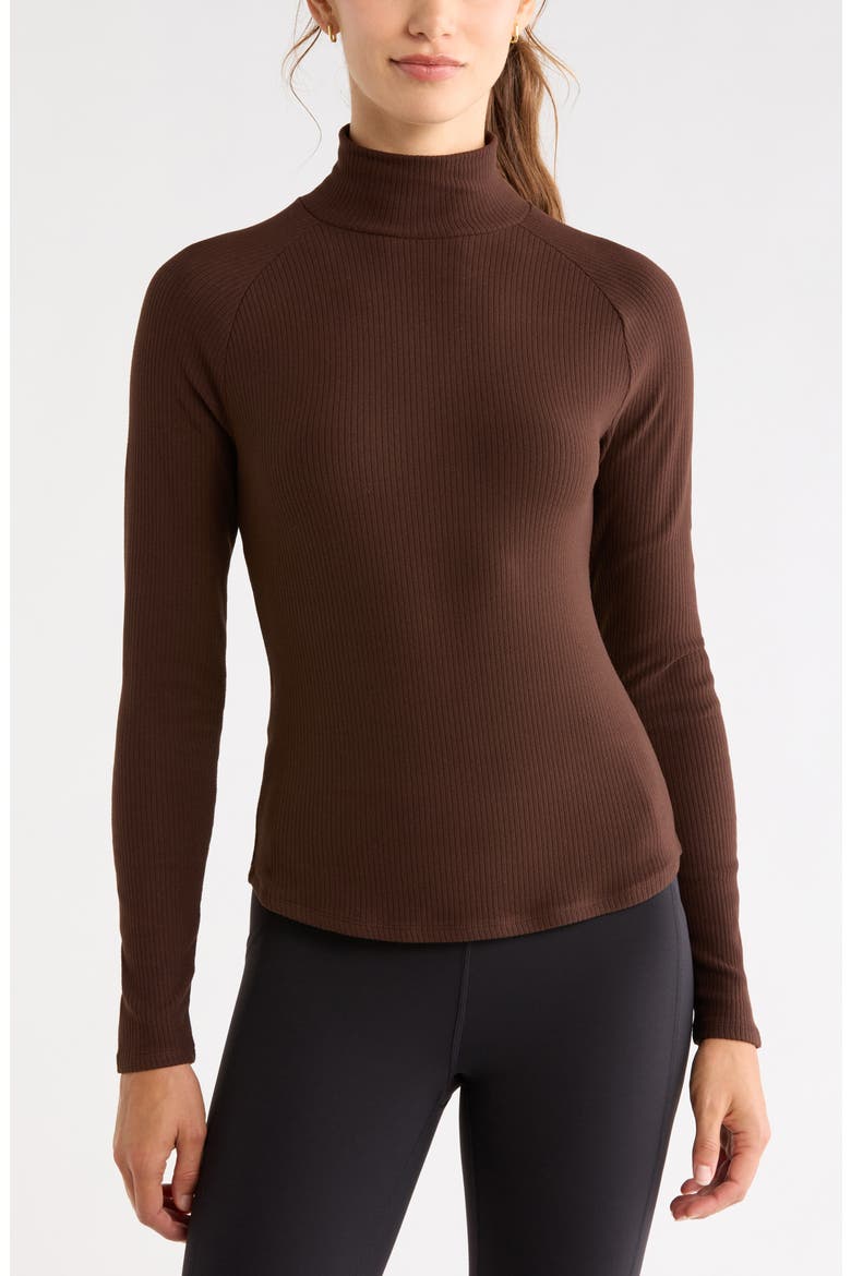 Ascend Rib Mockneck Top, Alternate, color, BROWN MOLE
