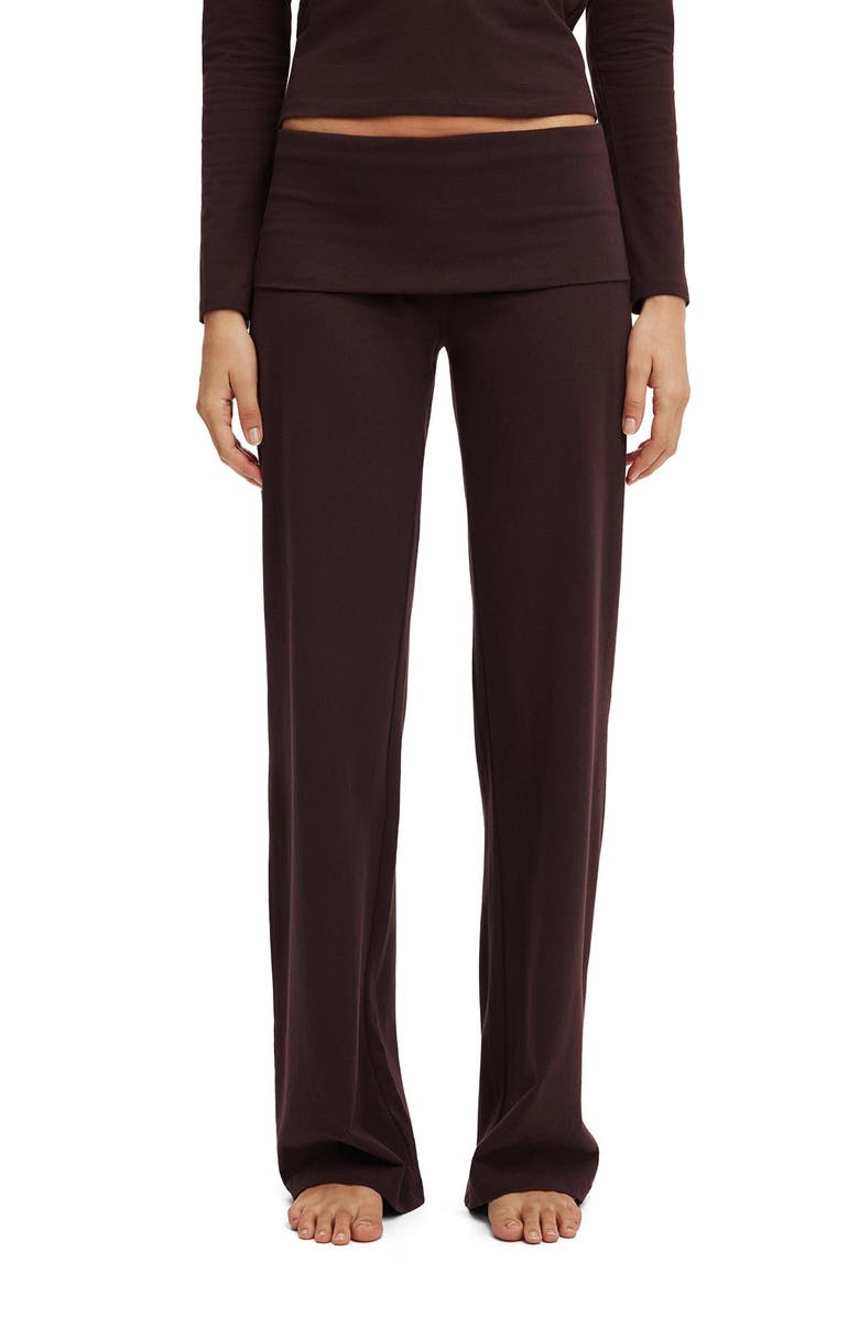 COTTON ON BODY Women's Dreamy Soft Roll Waist Pant, Main, color, Chocolate Plum