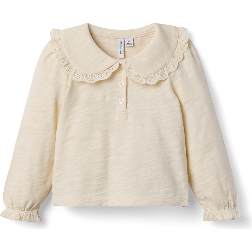 Janie And Jack Lace Collared Top In Neutral