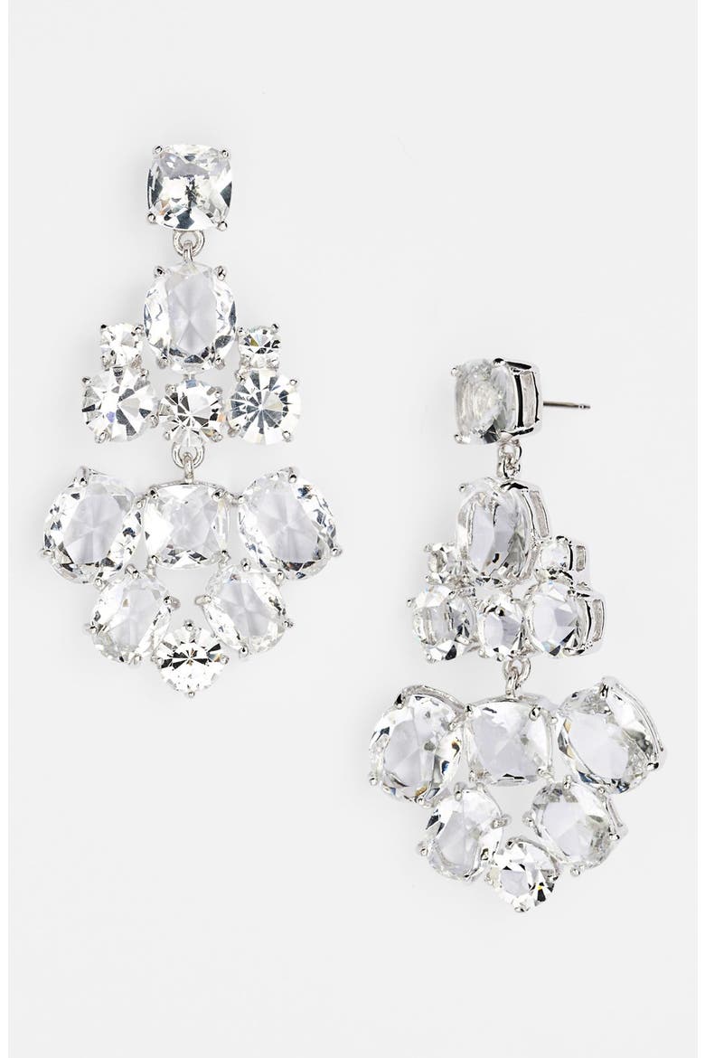 chandelier earrings, Alternate, color, CLEAR/ SILVER