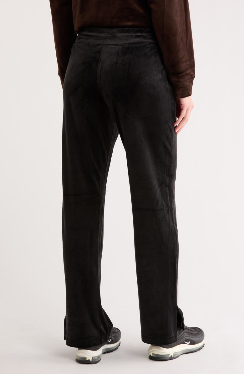 DKNY Rhinestone Logo High Waist Straight Leg Pants, Alternate, color, Black