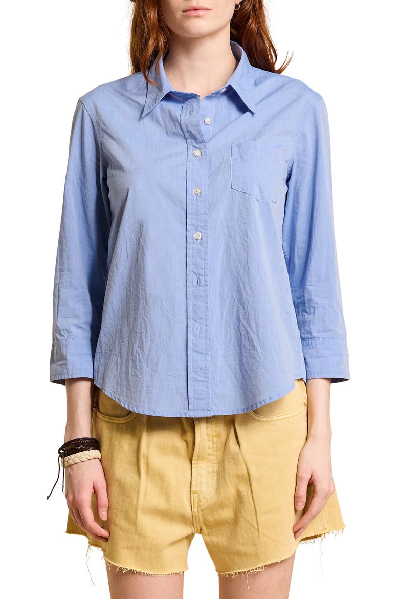 Adrienne Shrunken Shirt, Main, color, MED BLUE