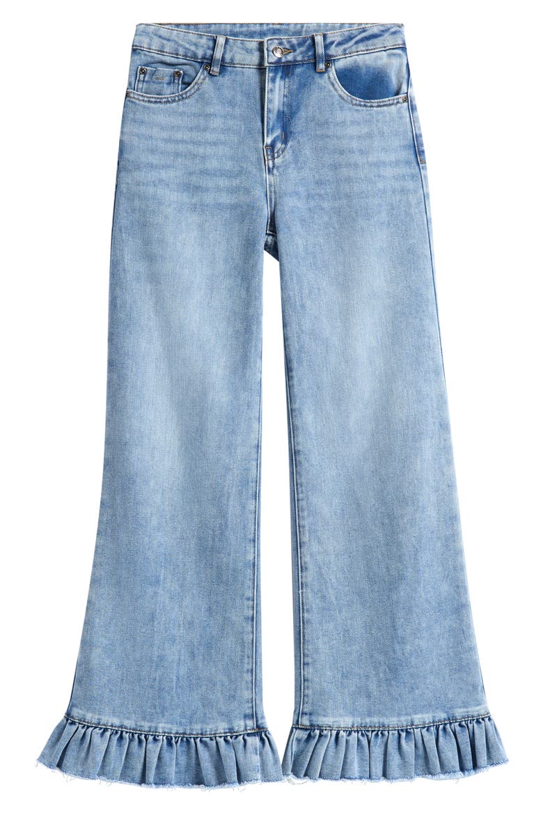 Kids' Ruffle Hem Wide Leg Jeans, Main, color, INDIGO