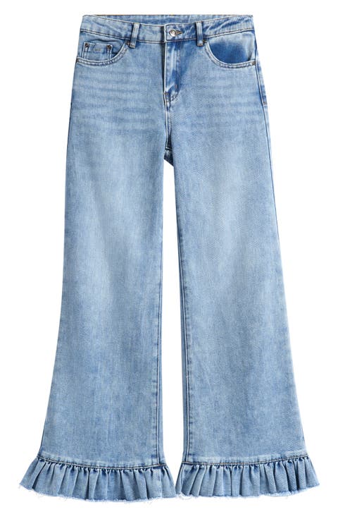 Kids' Ruffle Hem Wide Leg Jeans