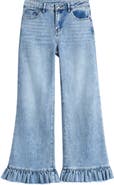 Tractr Kids' Ruffle Hem Wide Leg Jeans