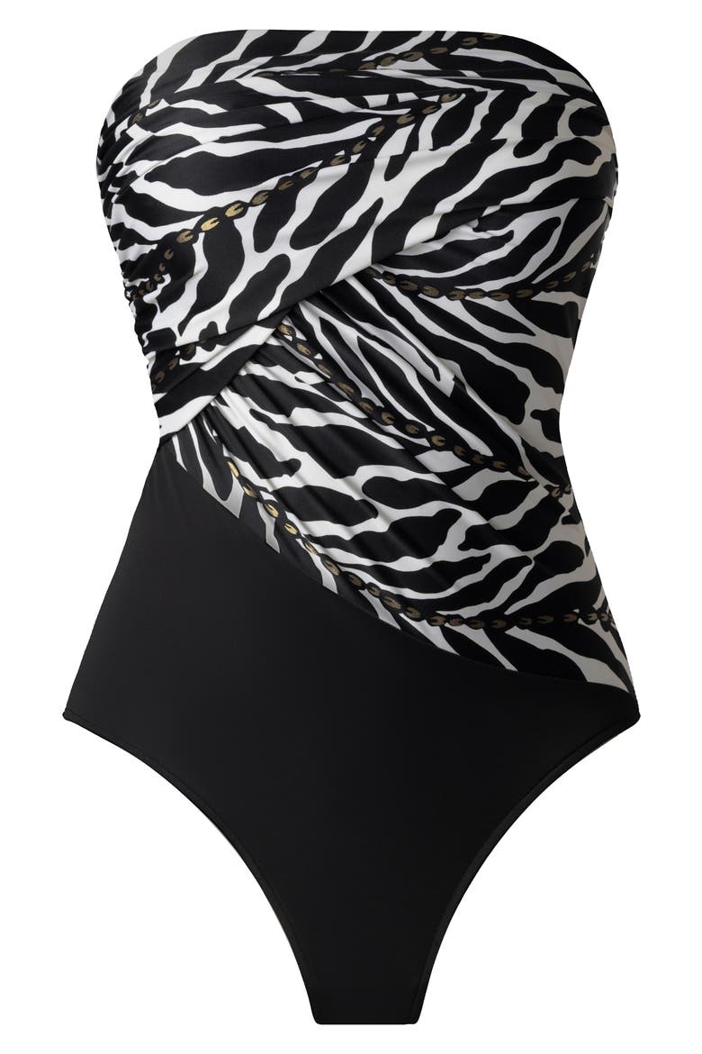 Sand Tracks Goddess Convertible Strap One-Piece Swimsuit, Alternate, color, BLACK/ WHITE
