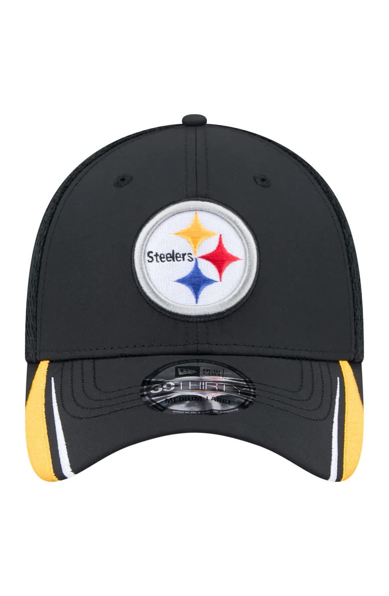 New Era Men's New Era  Black Pittsburgh Steelers Game Day Linear 39THIRTY Flex Hat, Alternate, color, 