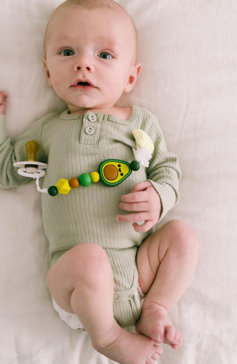 Loulou Lollipop Silicone Teether & Pacifier Clips Set, Alternate, color, Avocado/ Taco
