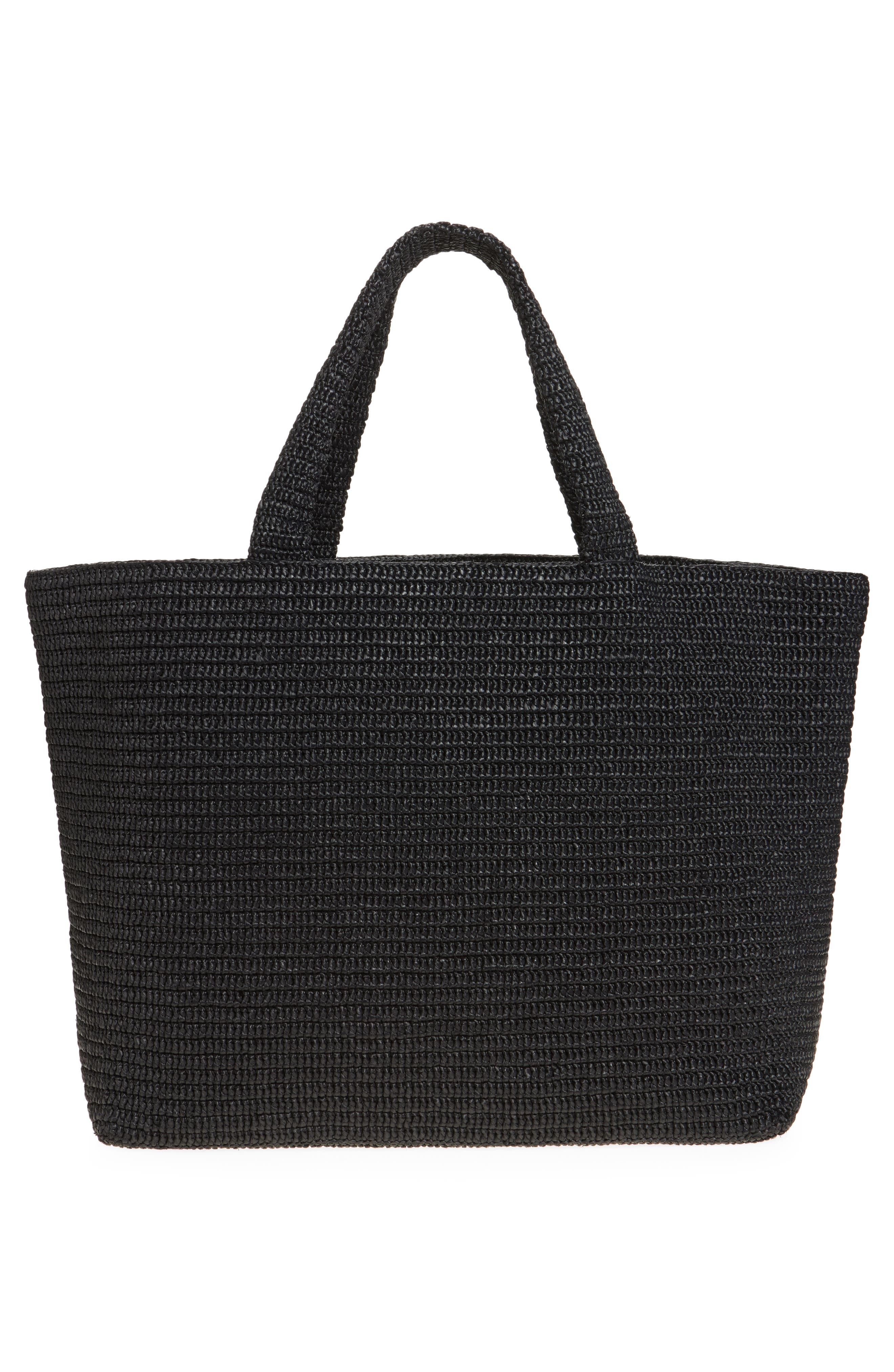 Saint Laurent Logo Raffia Tote, Alternate, color, 