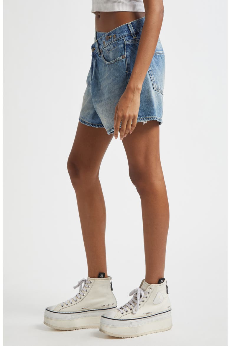 Crossover Distressed Denim Shorts, Alternate, color, BAIN BLUE