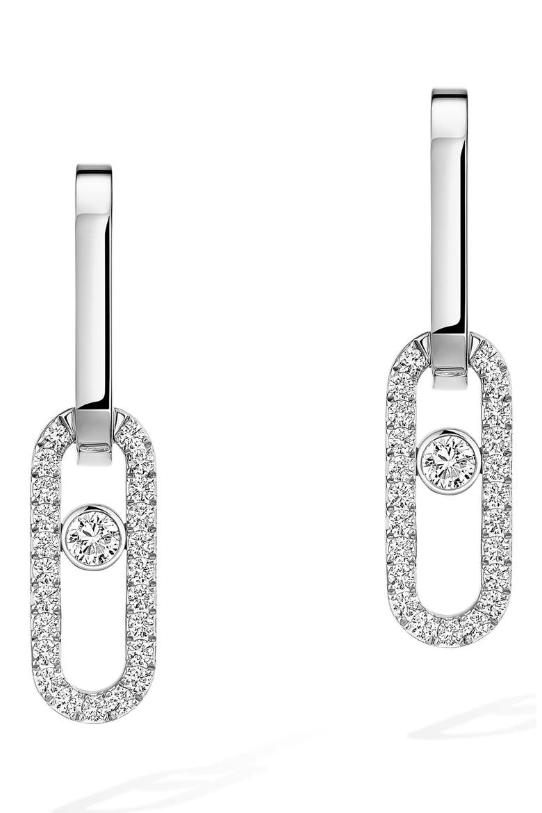 Move Link Diamond Drop Earrings, Alternate, color, WHITE GOLD