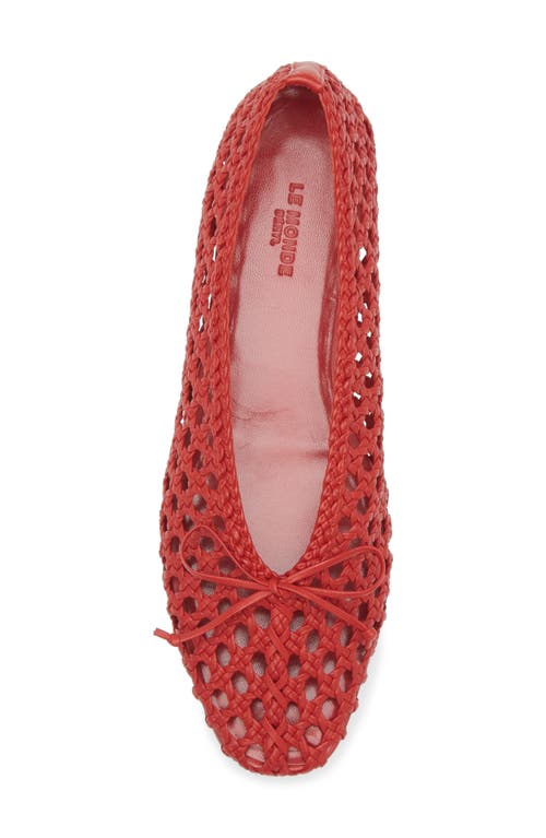Le Monde Beryl Regency Woven Leather Ballet Flats In Red