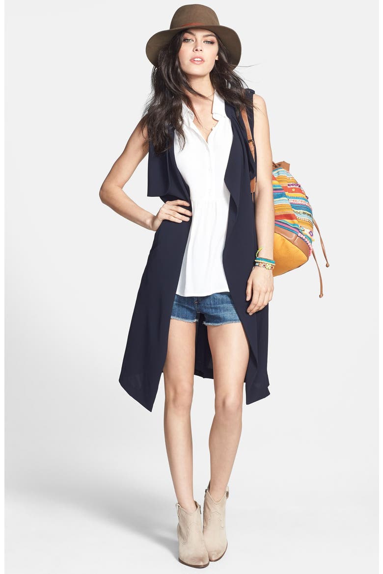 ASTR Drape Front Trench Vest, Alternate, color, NAVY