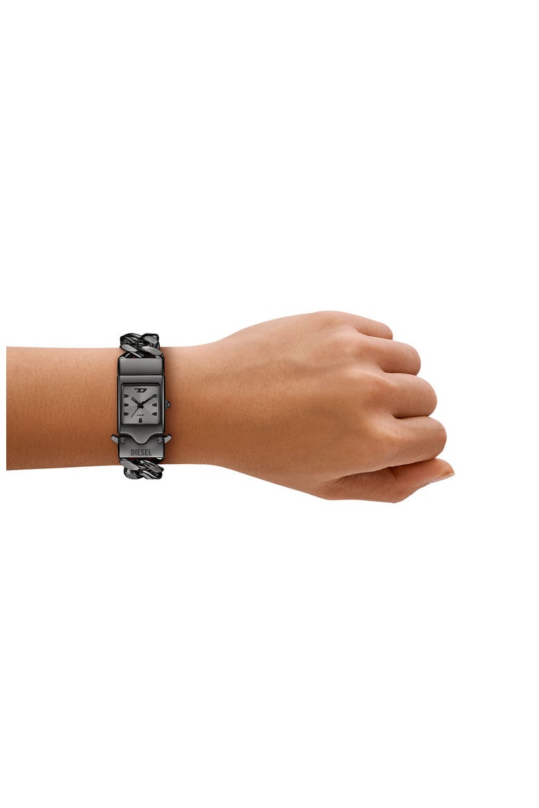 Closer Gunmetal Curb Chain Bracelet Watch, 22mm x 27mm, Alternate, color, GUNMETAL