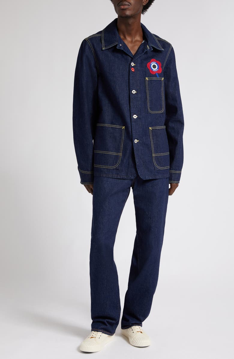 KENZO Target Logo Denim Workwear Jacket, Alternate, color, 