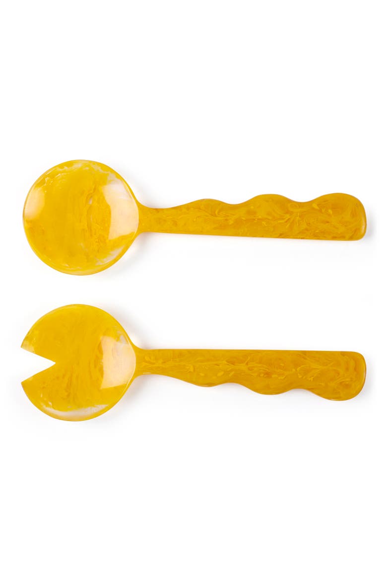 Set of 2 Resin Salad Servers, Main, color, MUSTARD