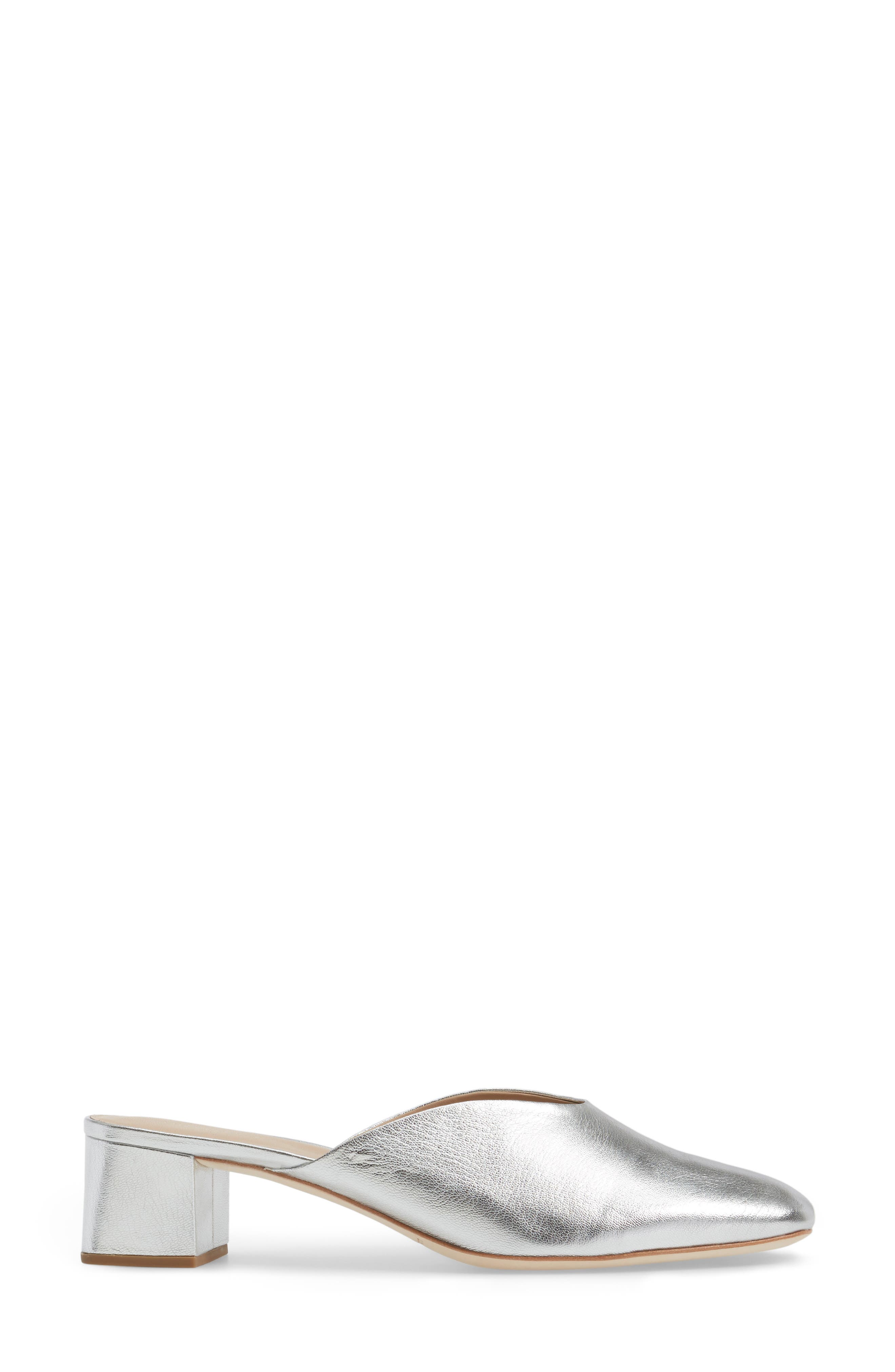 Lulu Block Heel Mule, Alternate, color, SILVER LEATHER
