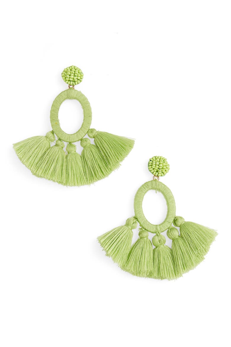 Abacos Tassel Earrings, Main, color, LIME GREEN