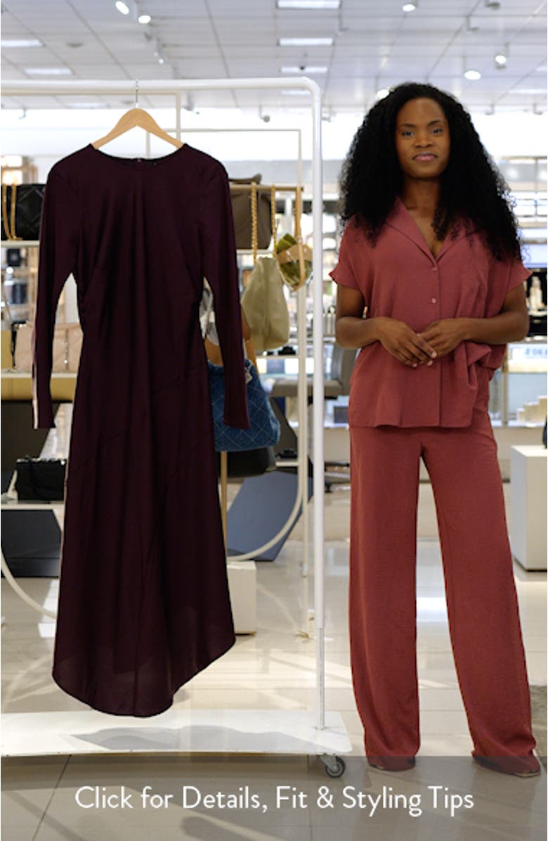 Seam Detail Long Sleeve Satin Dress, sales video thumbnail