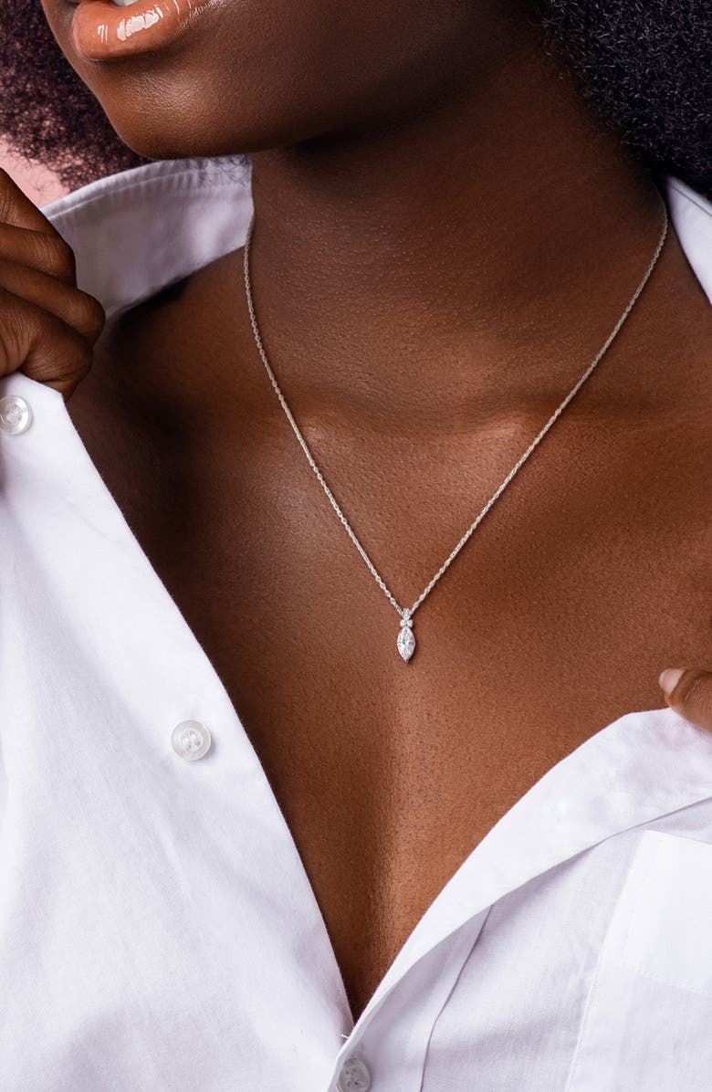 DELMAR Marquis Cut Lab Grown Moissanite Earrings & Necklace Set, Alternate, color, Silver