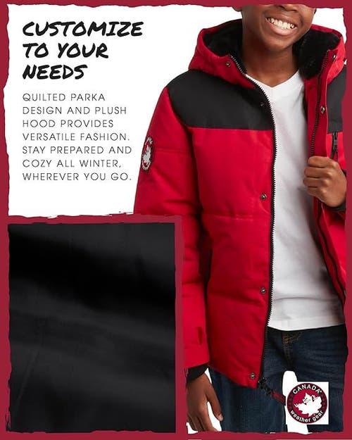 Canada Weather Gear Boys' Puffer Insulated Ski Jacket In Red