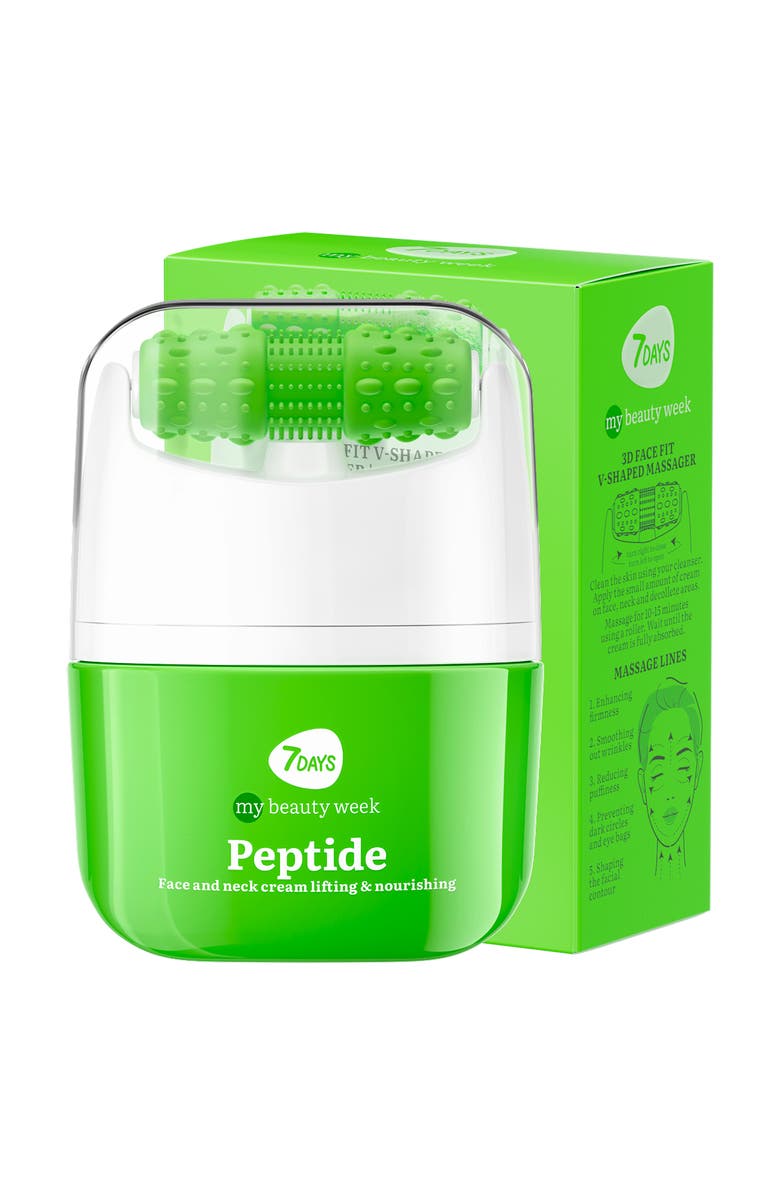 7DAYS Face moisturizer with Peptide for Nourishing & Lifting effect with 3D Massage Applicator, Main, color, White