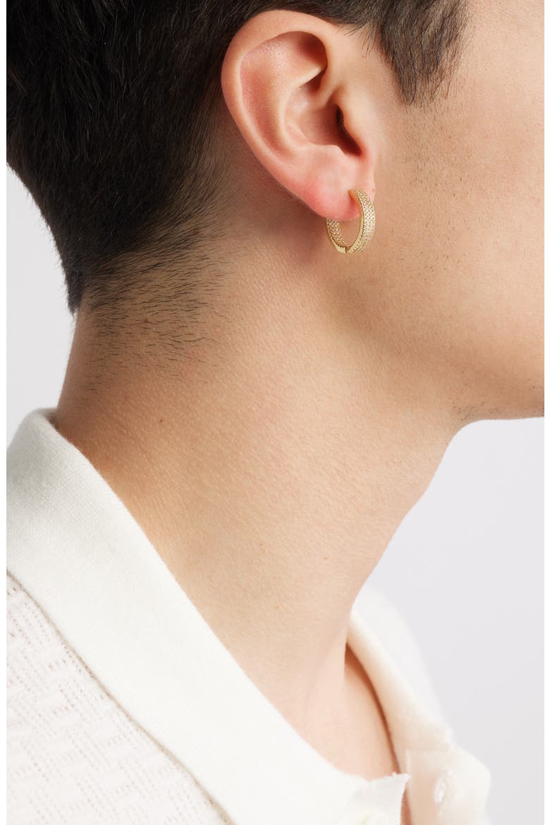 Pavé Huggie Hoops, Alternate, color, CLEAR- GOLD